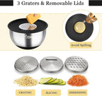 Wildone Mixing Bowls with Airtight Lids, with 3 Grater Attachments, Scale Marks - Image 3
