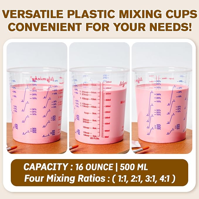 16 oz Plastic Mixing Cups, 100 Pack 16 oz Disposable Measuring Cups - Image 8