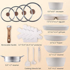 17 Pcs Pots and Pans Set, Nonstick & Non-Toxic Healthy Pots and Pans, - Image 2