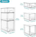 Vtopmart 3 Pack Clear Stackable Storage Drawers, Plastic Drawers - Image 3