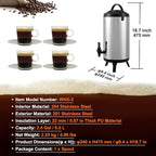 VEVOR Stainless Steel Insulated Beverage Dispenser, 2.4 Gallon 9.2 Liter - Image 7