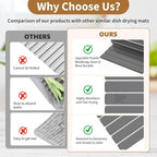 Stone Dish Drying Mats for Kitchen Counter, 23.6''x15.3'' Foldable Quick Dry - Image 4