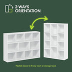 Furinno LUDER Book Shelf, 11-Cube Bookshelf, Reversible Bookcase, 9.4 x 29.1 x - Image 5