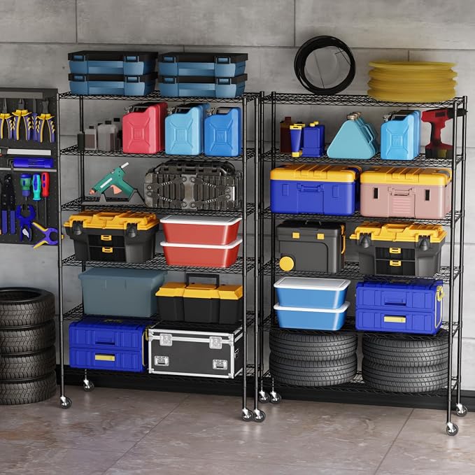 BestOffice Storage Shelves 6 Tier Metal Shelves Adjustable Heavy Duty Garage - Image 2