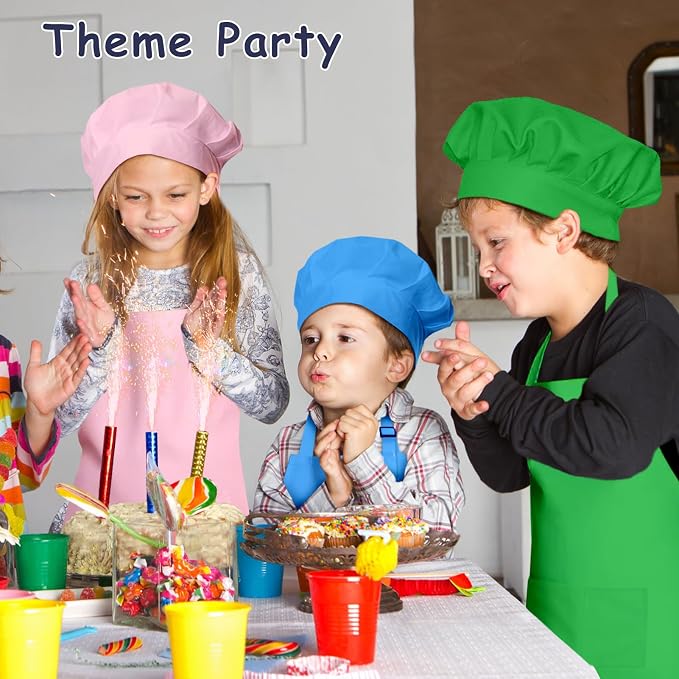 Kids Apron and Chef Hat Set, 16 Pieces Boys Girls Kids Apron - Image 6