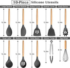 E-far Gray Silicone Cooking Utensils Set, 10-Piece Kitchen Utensils Set - Image 2