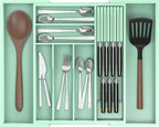 Bamboo Kitchen Drawer Organizer, Expandable Silverware Organizer by Thalomely
