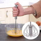 Semi-automatic Whisk, Stainless Steel Egg Beater, Versatile Milk Frother - Image 2