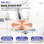 TeamFar 8QT Stock Pot with Lid, Stainless Steel Tri-ply Bottom Cooking Pot - Image 4