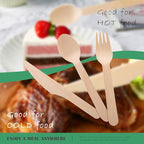 Disposable Wooden Forks -Pack of 100, 6.5" Length-Biodegradable, Natural Wooden - Image 3