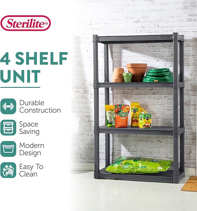 Sterilite 3-Pack 4 Shelf Unit, Heavy-Duty Shelving Storage and Utility Rack - Image 4