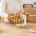 Fall Pumpkin Sunflower Silicone Oven Mitts Pan Mats Set of 2, Heat Resistant - Image 7