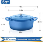 E-far 5QT Oval Dutch Oven Pot - Image 2
