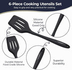 Culinary Couture Black Silicone Kitchen Utensils Set of 6, Non-Stick - Image 2