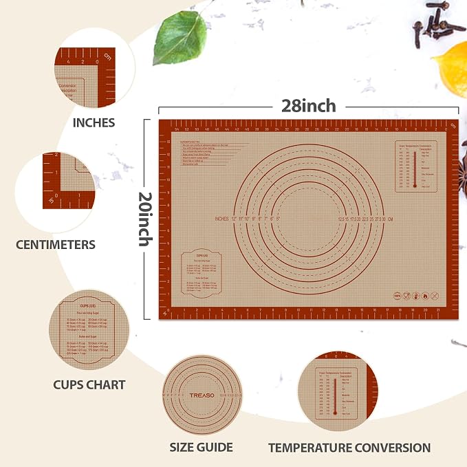 Pastry Mat, 0.7mm Extra Thick 28 x 20 Inches Large Non Stick Silicone Baking Pad - Image 3