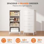 Sweetcrispy 4 Fabric Drawer Small Dresser, Bedside Nightstand - Image 4