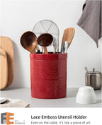 FUN ELEMENTS Kitchen Utensil Holder, 7.2" Super Large Utensil Crock Heavy and - Image 2