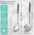 Pleafind 2-Pcs Ladle and Slotted Spoon, Soup Ladle and Strainer Spoons - Image 2