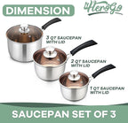 Herogo Saucepan Set with Lid, 1 Quart & 2 Quarts & 3 Quarts 18/10 Stainless - Image 2