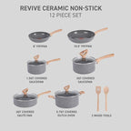 T-fal Revive Ceramic Cookware Sets, Pots and Pans Set Nonstick, Ceramic Non - Image 2