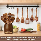 Spardar Wooden Spoons for Cooking, Spoon Rest, 4.2" Utensil Holder, and - Image 5