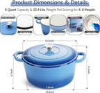 E-far Dutch Oven Pot with Lid, 5 Quart Enameled Cast Iron Round Dutch Oven - Image 2