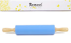 Silicone Rolling Pin for Baking Non-stick Rolling Pin Dough Roller Wooden - Image 8