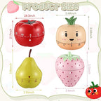 Amylove 4 Pieces Cute Kitchen Timer, Animal Mechanical Manual, Strawberry - Image 2
