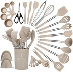 QMVESS Silicone Cooking Utensils Set, 446°F Heat Resistant Spatula, Spoons Set by QMVESS