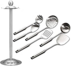 Kitchen Utensil Set – 6 Piece Stainless Steel Cooking Utensils by GXONEHomeKitchen