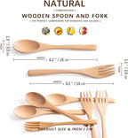 8pcs 6.3inch Schima Wooden Utensil Set Including Spoons and Forks, Reusable - Image 2