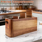 Kitchen Utensil Holder for Counter or Countertop, Large Wooden Utensil Holder - Image 7