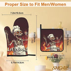 Funny Skull Oven Mitts with Matching Potholders - Image 3