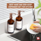 GMISUN Amber Glass Soap Dispenser, 2 Pack Bathroom Hand Soap Dispensers - Image 6