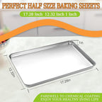 Half Sheet Pan of 2, CEKEE Stainless Steel Baking Sheet Pan Tray Cookie Sheet - Image 2