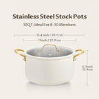 BEZIA 10 Quart Stainless Steel Stock Pot, Large Soup Pot, Casserole - Image 8