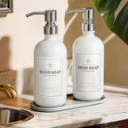 White Glass Soap Dispenser Set of 2, 16oz Hand and Dish Soap Dispenser by FachixyUS