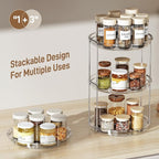 LAMU 3 Pack 2 Tier Lazy Susan Turntable Organizer 9.25'' Rotating Spice Rack - Image 6
