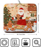 Christmas Dish Drying Mat for Kitchen Counter 16x18 Santa Claus Gingerbread - Image 2