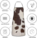 Cow Print Oven Mitts Pot Holders Cooking Apron Set of 5 Silicone Brown Cowhide - Image 5
