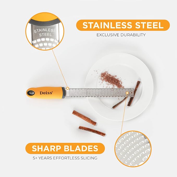 Deiss PRO Citrus Zester & Cheese Grater — Parmesan Cheese Lemon, Vegetables - Image 3
