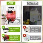 Lallisa 2 Pcs 2 Gallon Glass Drink Dispenser - Image 5