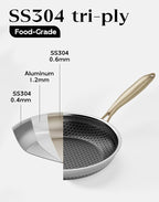Nonstick Frying Pan with Lid 10-Inch, Durable Stainless Steel Skillet, - Image 8