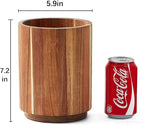 Acacia Wood Utensil Holder for Kitchen Counter, 360° Rotating 7.2" Wooden - Image 7