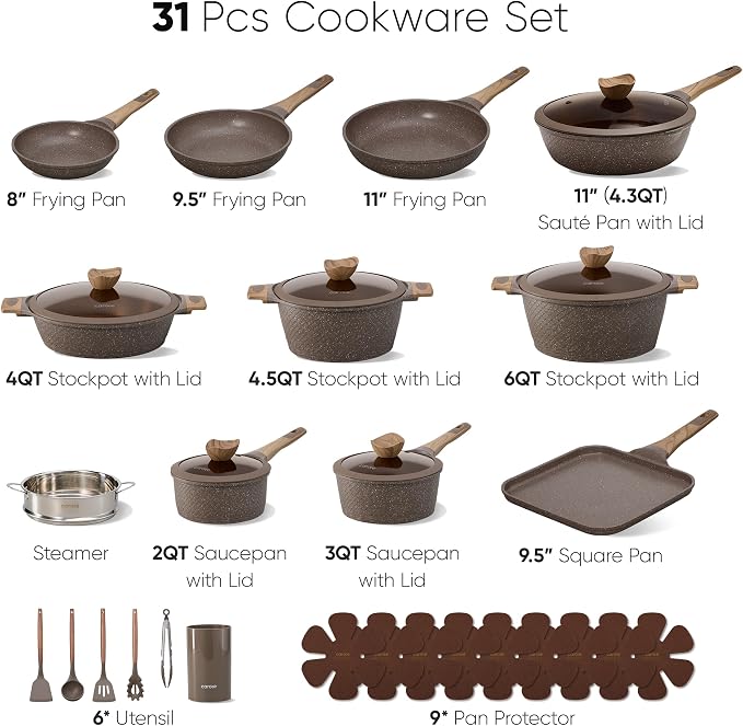 CAROTE 31pcs Pots and Pans Set Non Stick, Cookware Set Pots and Pans Induction - Image 2