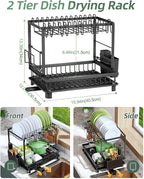 Dish Drying Rack, 2 Tier Space-Saving Dish Rack - Image 2