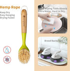 2 Pack Kitchen Dish Brush Bamboo Handle Dish Scrubber Built-in Scraper - Image 2
