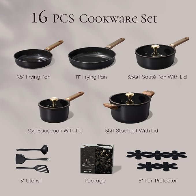 CAROTE Ceramic Cookware Set Nonstick, Non-Toxic & PFAS-Free, Dishwasher - Image 2