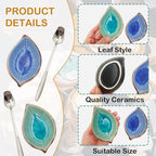 2 Pack Coffee Spoon and Leaf Rest Set, Ice Cracks Leaf Ladle Holder, Tea Spoon - Image 3