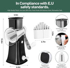 APSARAS USA Cheese Grater Hand Crank, Rotary Cheese Grater, 5 in 1 Rotary Grater - Image 2